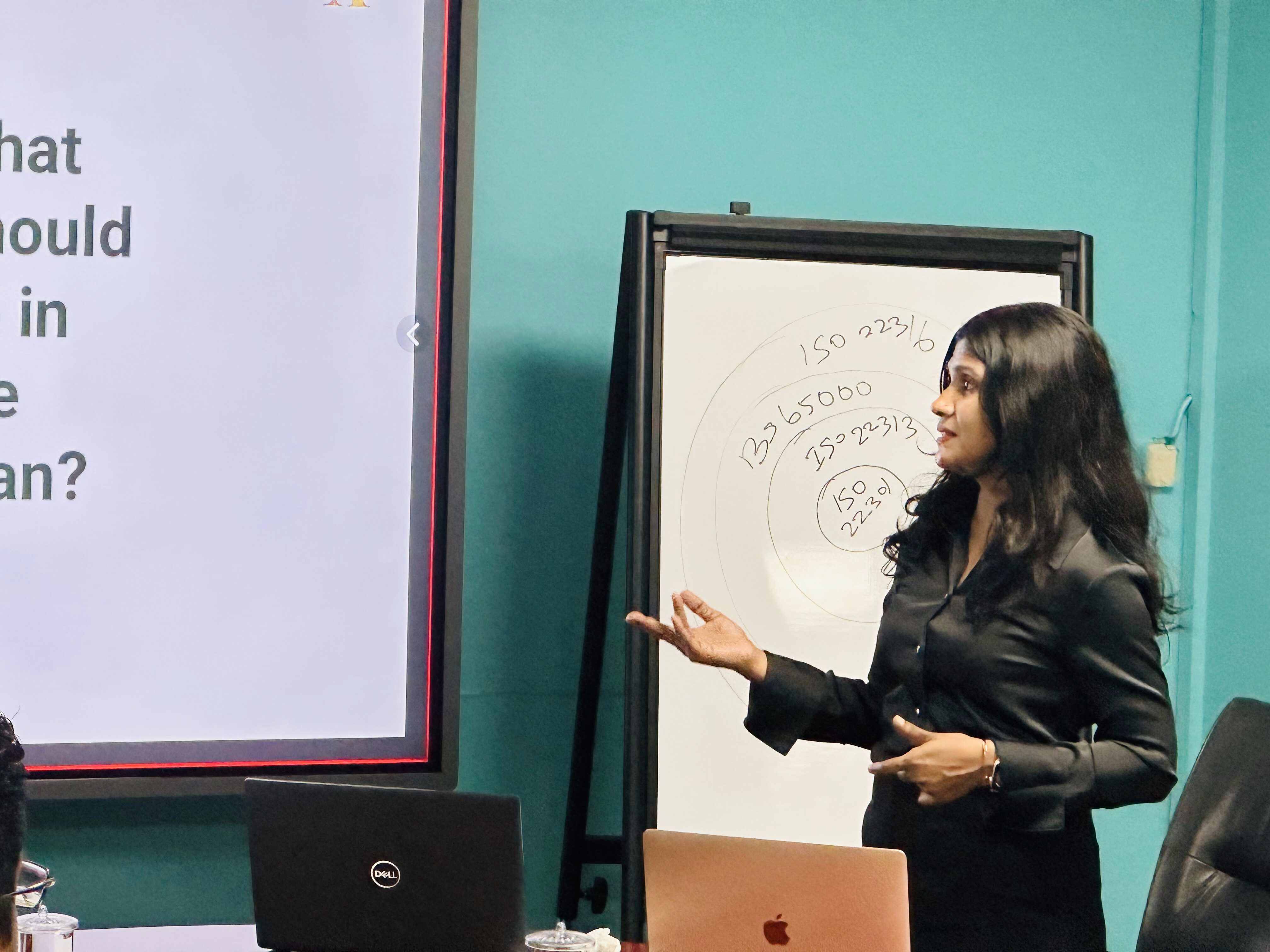 Achievia’s Lead Trainer, Aminath Shaeera, presenting actionable findings to help shape MIRA's long-term BCM strategy.